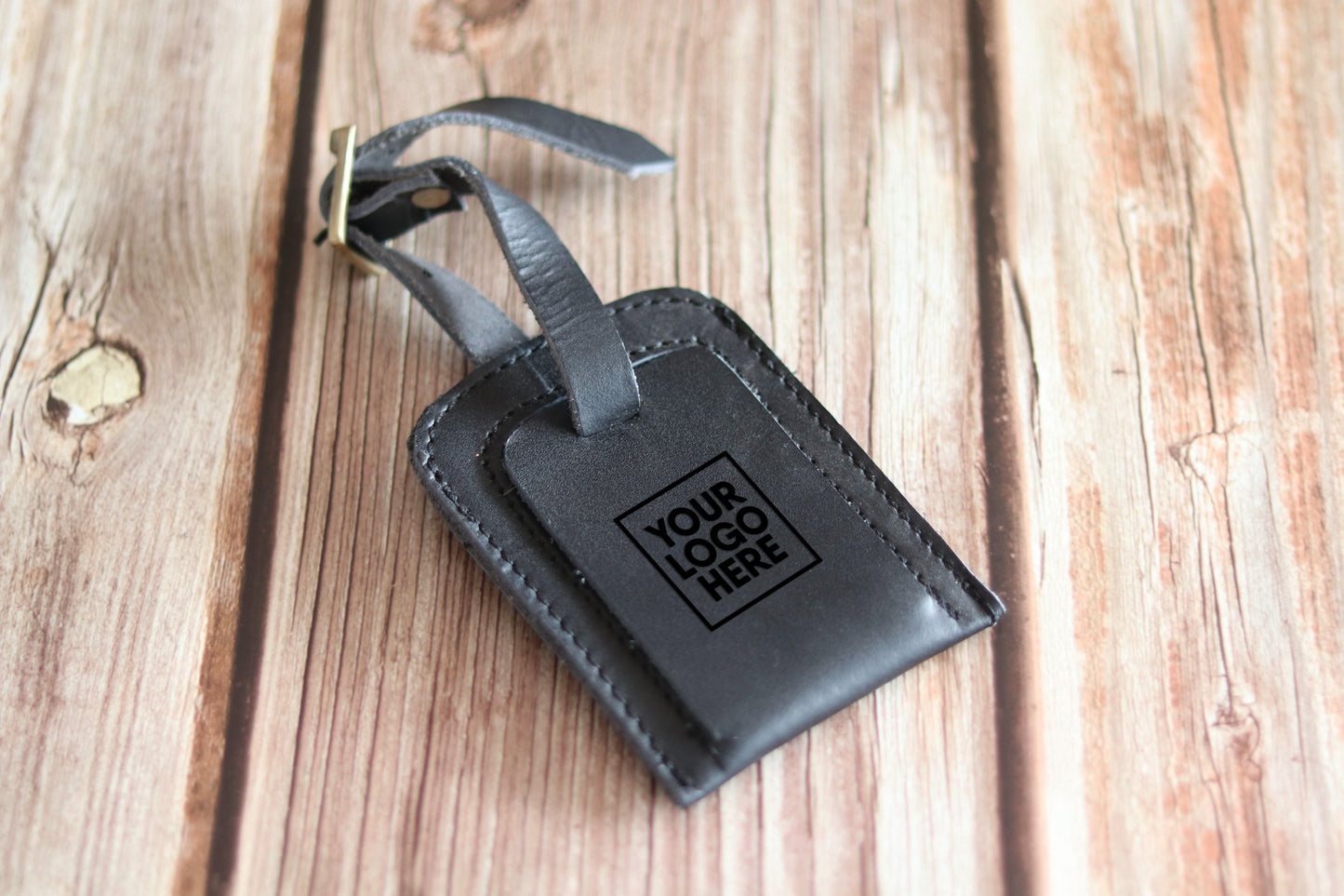 Leather Luggage Tag - Black