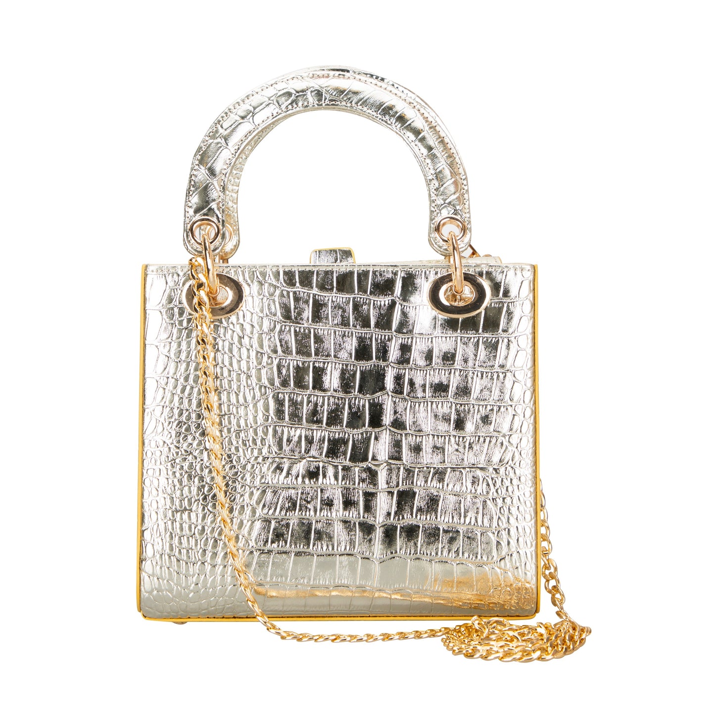 Mila Lady Top Handle | Gold Croc