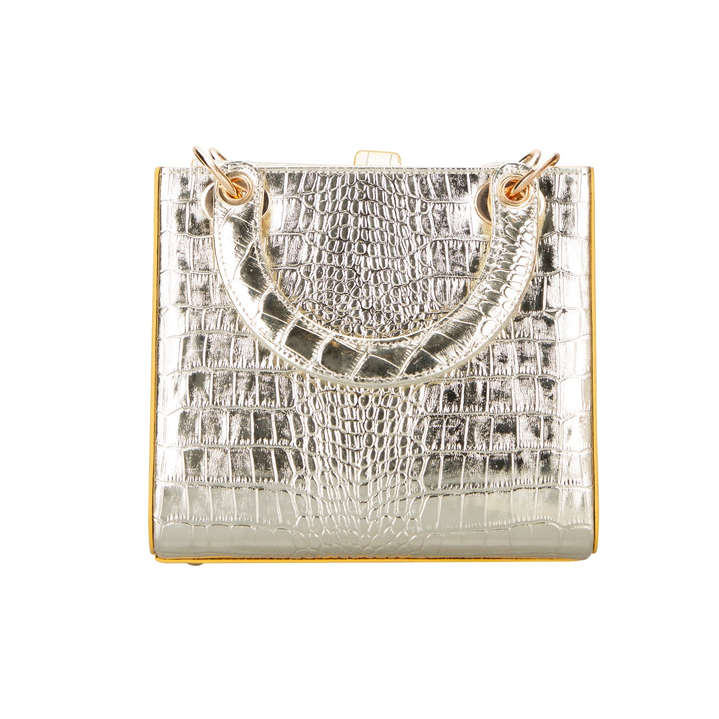 Mila Lady Top Handle | Gold Croc