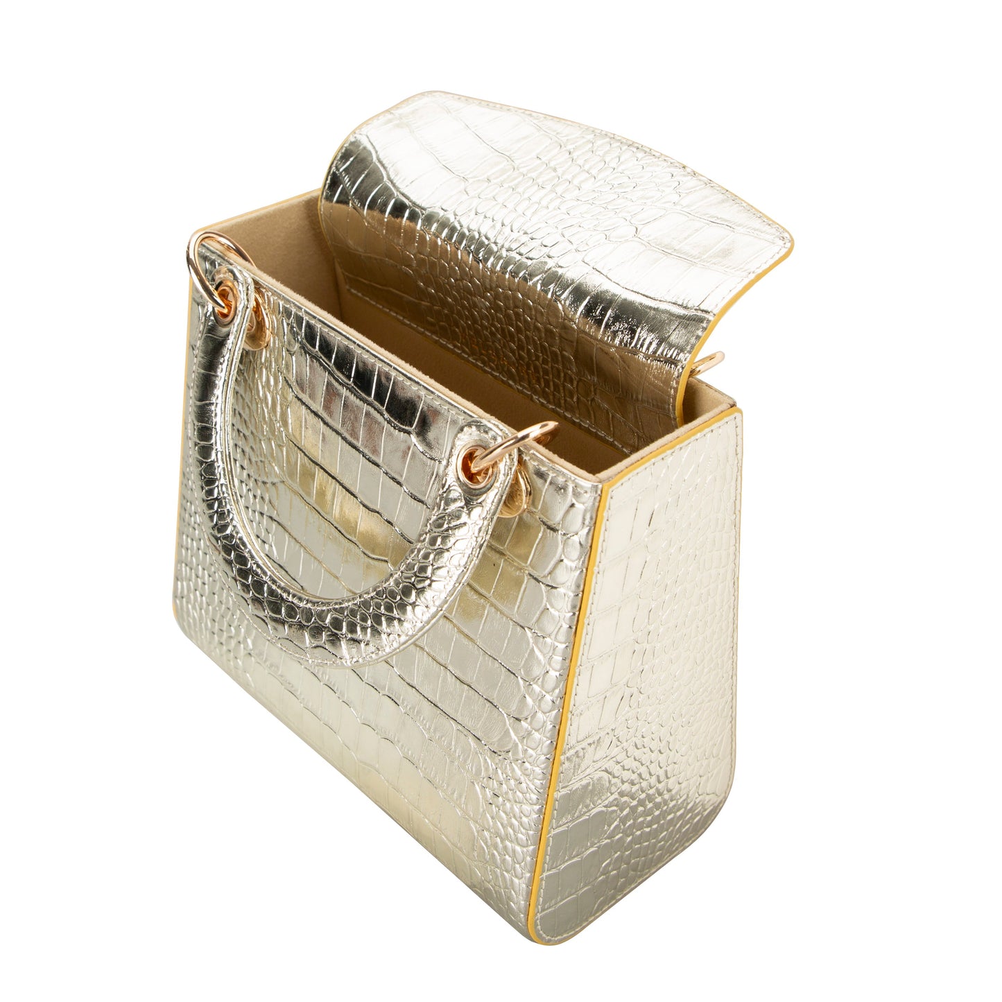 Mila Lady Top Handle | Gold Croc