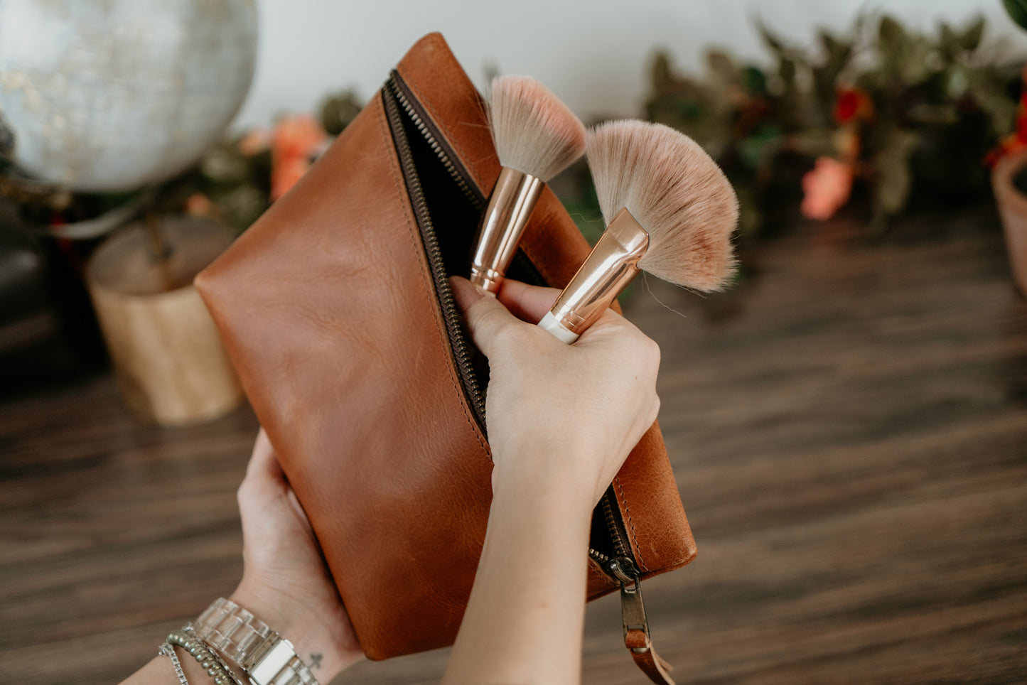 Leather Square Makeup Bag | AB