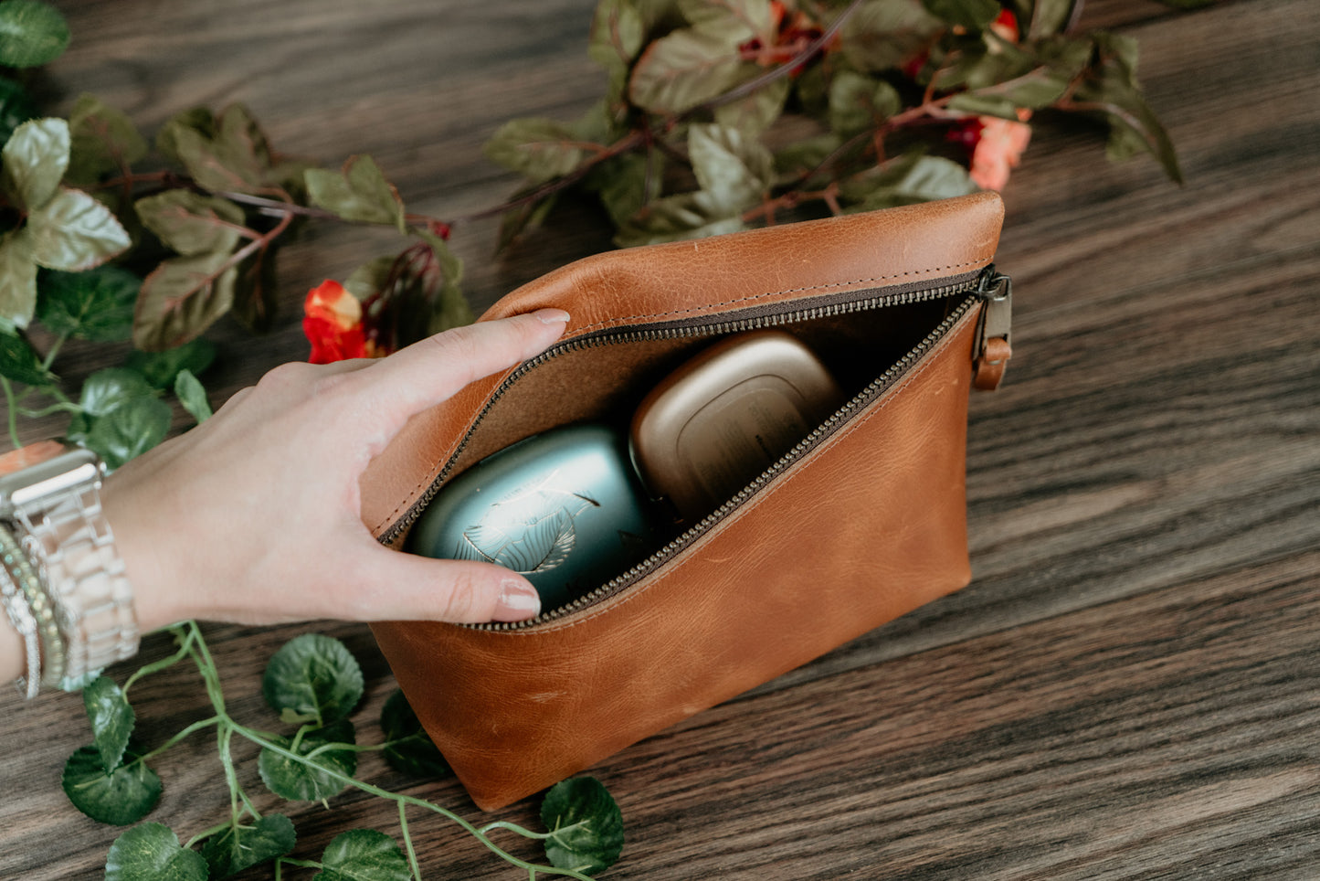 Leather Square Makeup Bag | LB