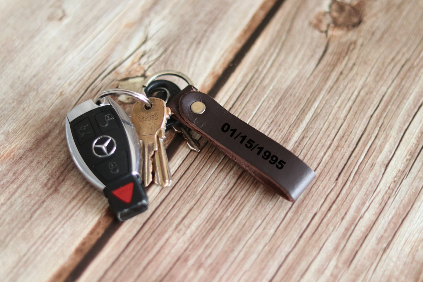 Leather Keychain - Dark Brown