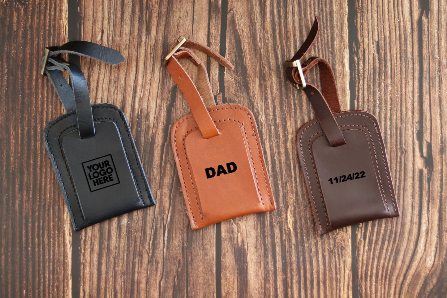 Leather Luggage Tag - Black