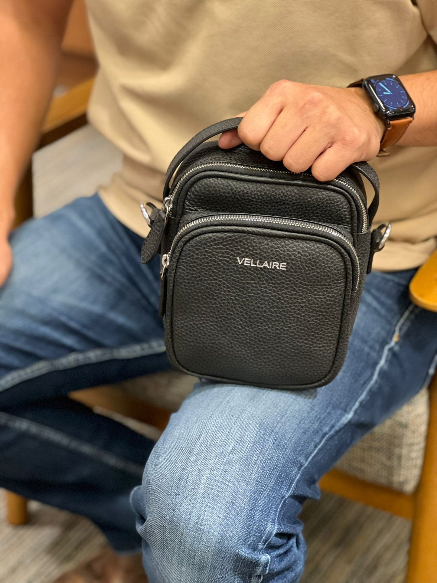 Leather Sling Bag | Black