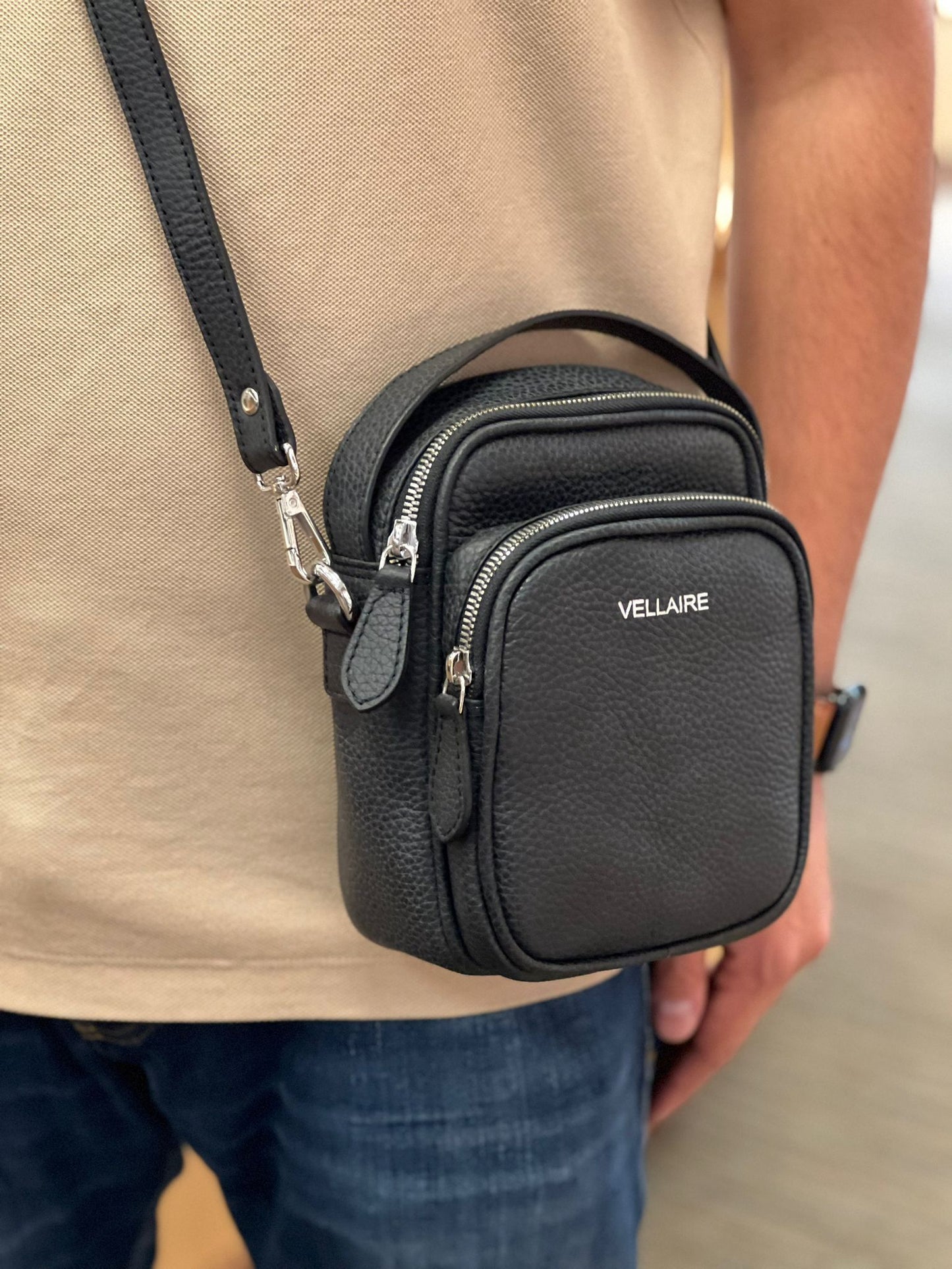 Leather Sling Bag | Black