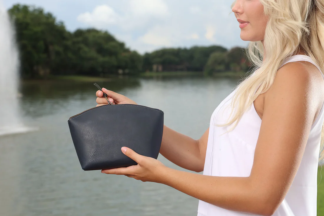 Leather Eclipse Makeup Bag | B