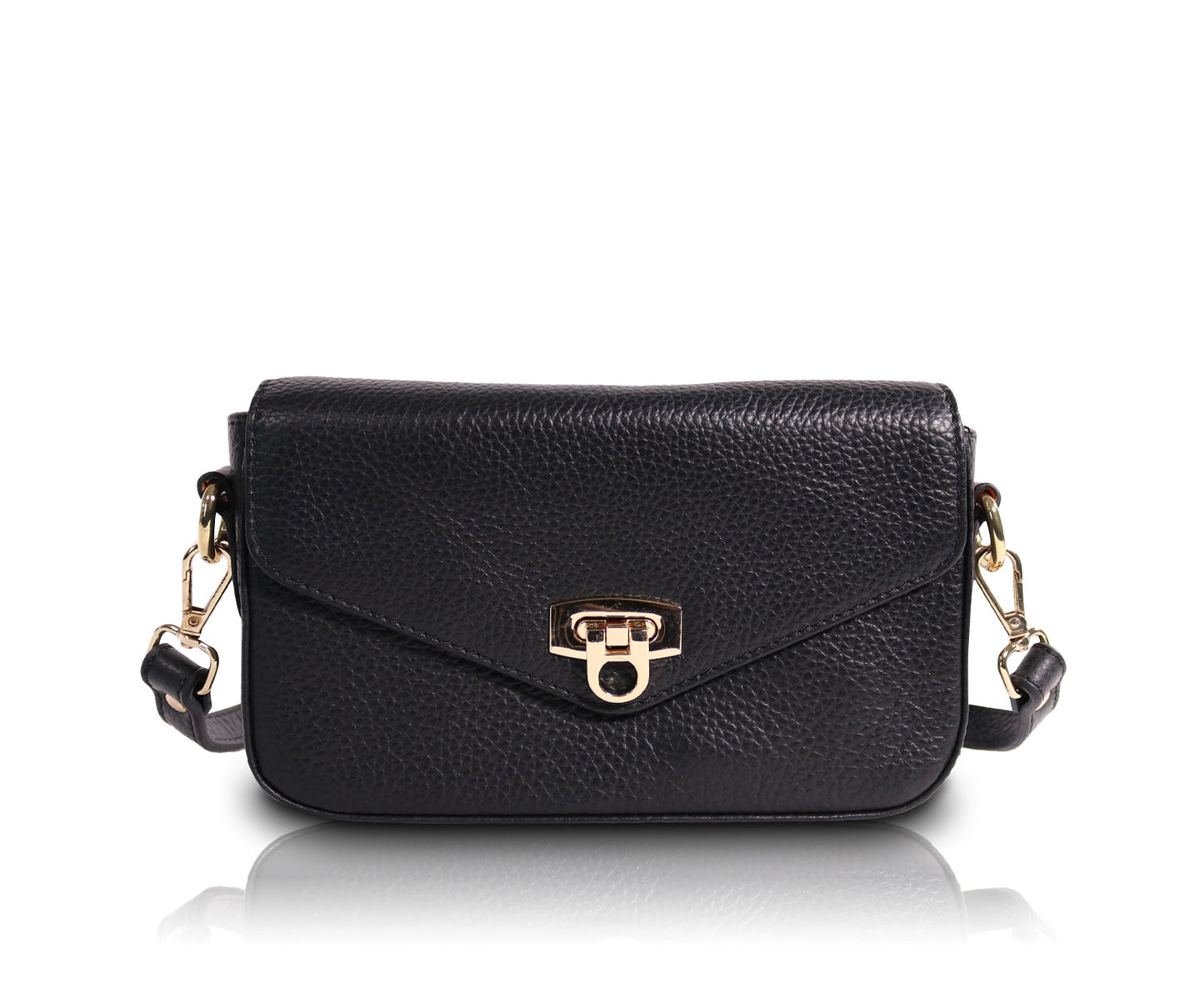 Leather Crossbody Bag - Black