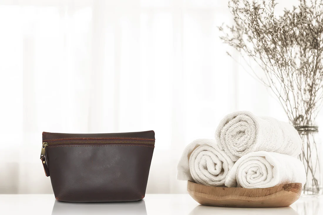 Leather Square Makeup Bag | LB