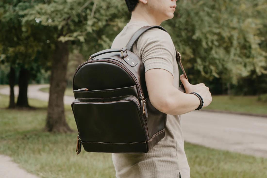 Leather Backpack w/ Laptop Compartment | B