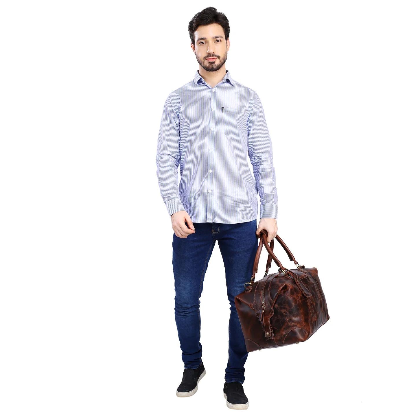 Leather Side Punch Duffle Bag | B