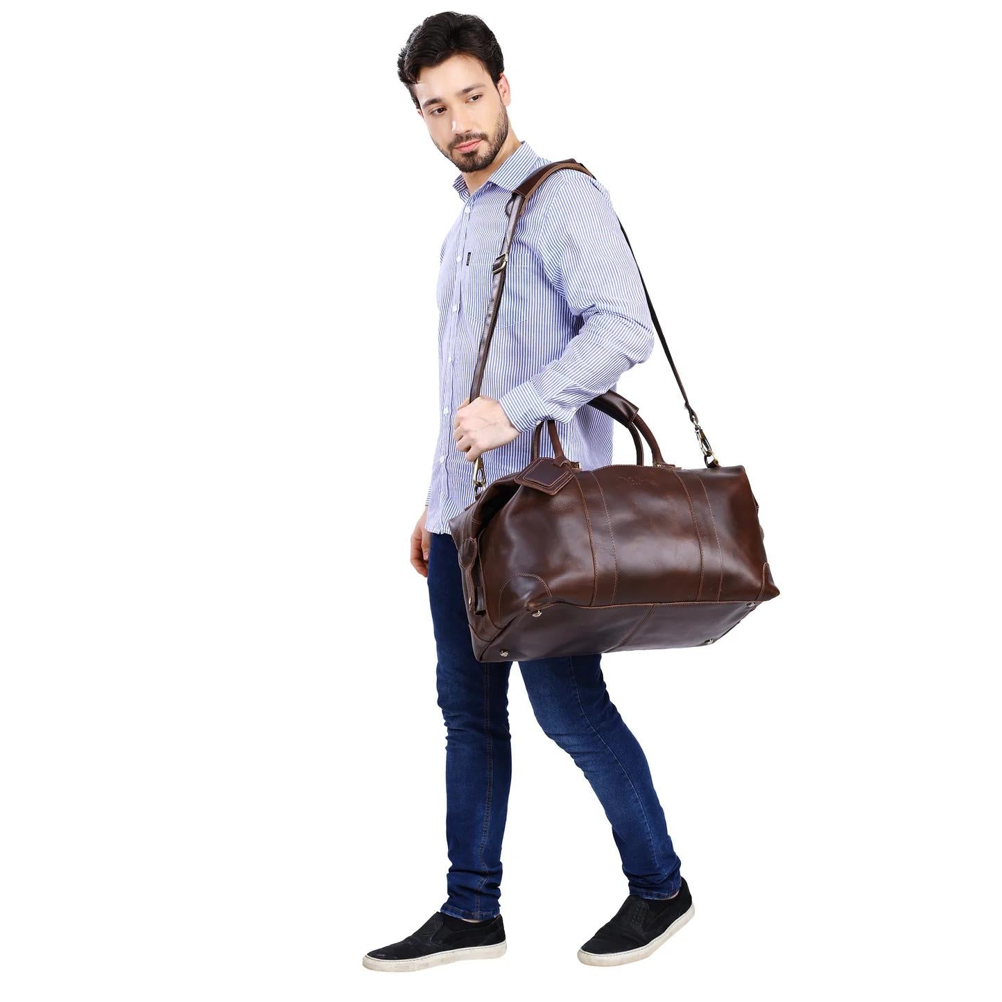 Leather Side Punch Duffle Bag | B