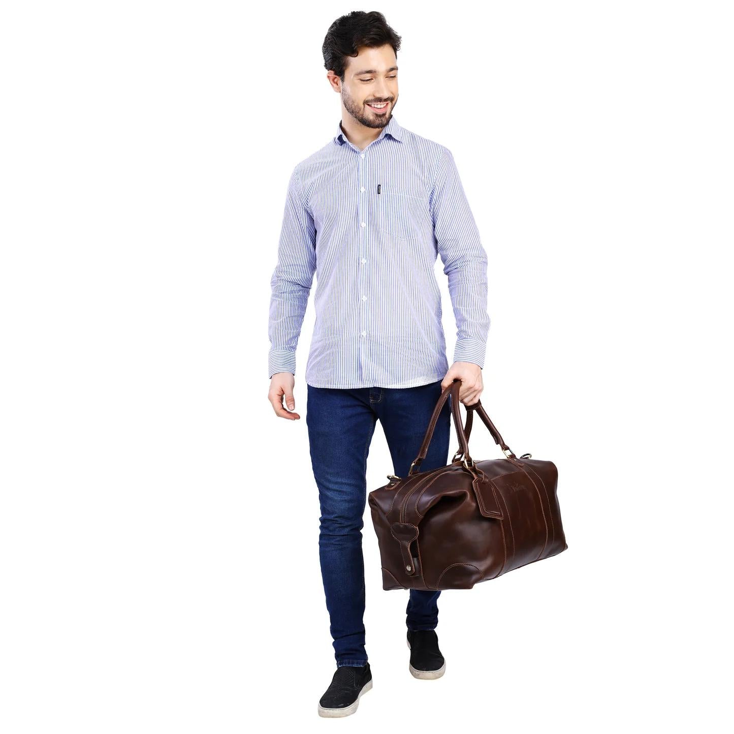 Leather Side Punch Duffle Bag | B