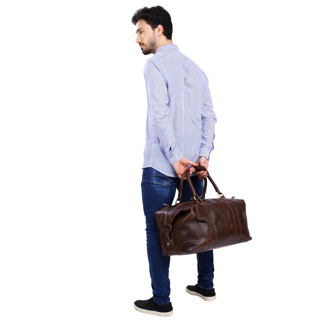 Leather Side Punch Duffle Bag | B