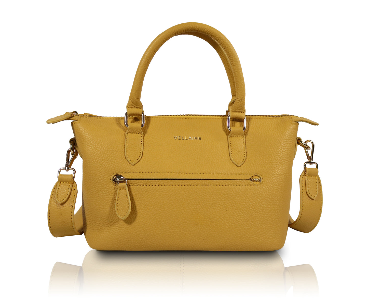 Leather Satchel Bag - Mustard