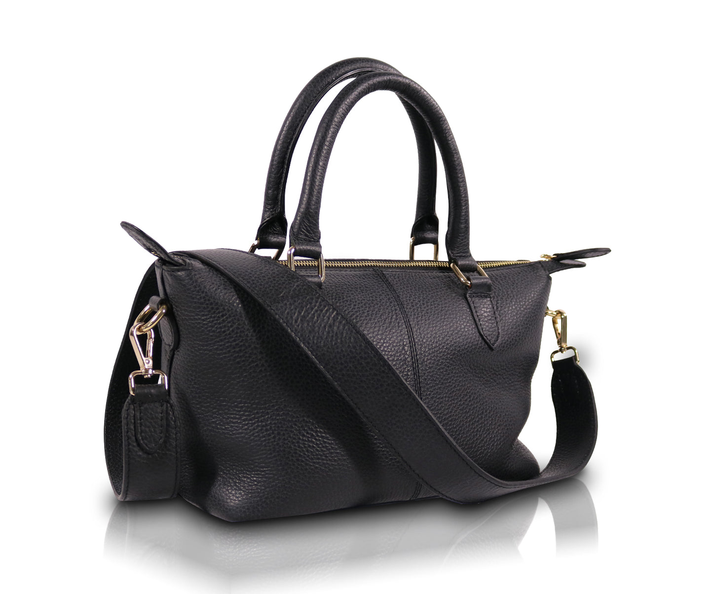 Leather Satchel Bag - Black