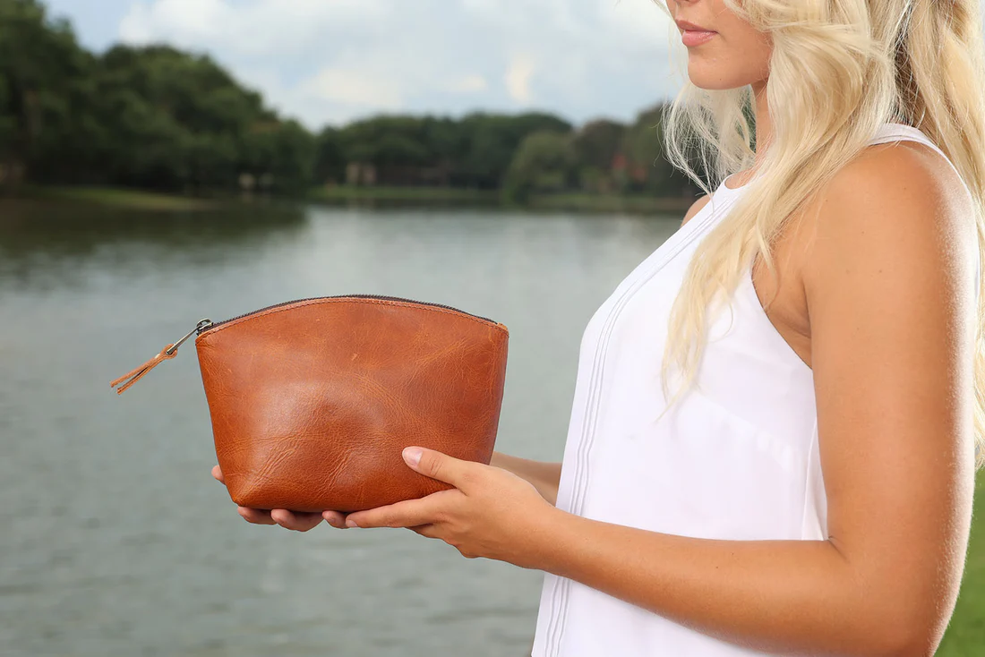 Leather Eclipse Makeup Bag | B