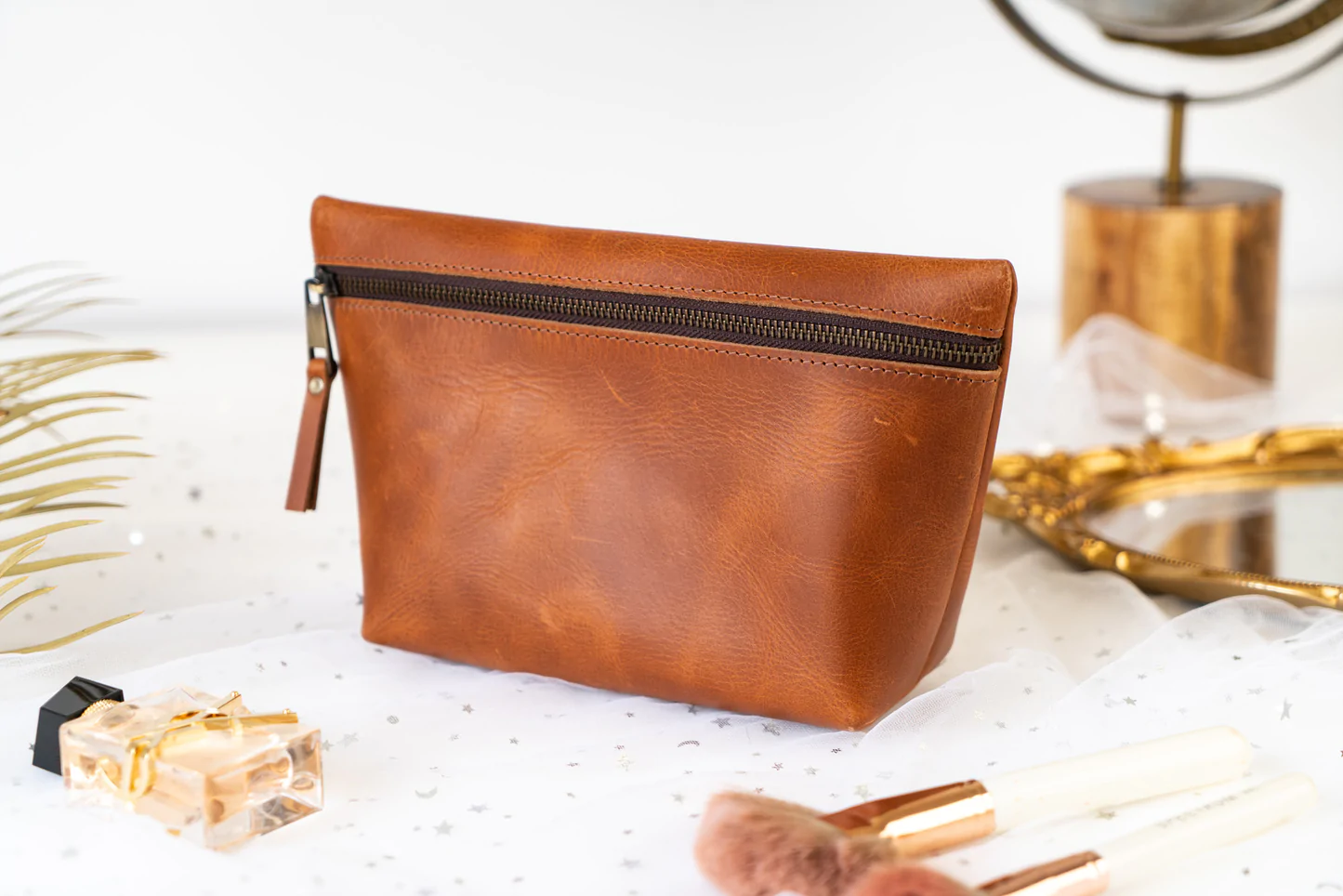 Leather Square Makeup Bag | AB