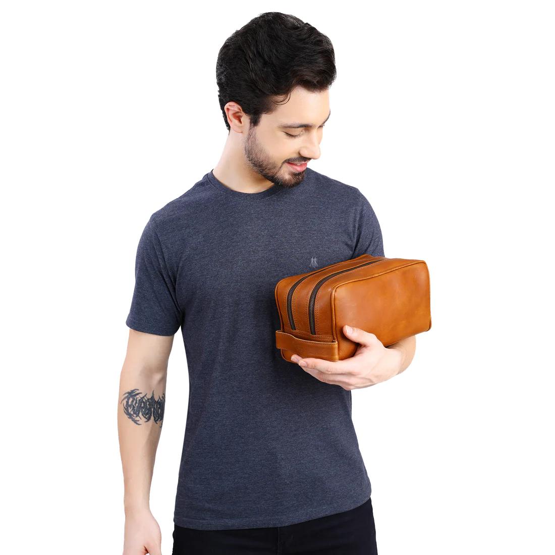 Leather Double Section Toiletry Bag | DB
