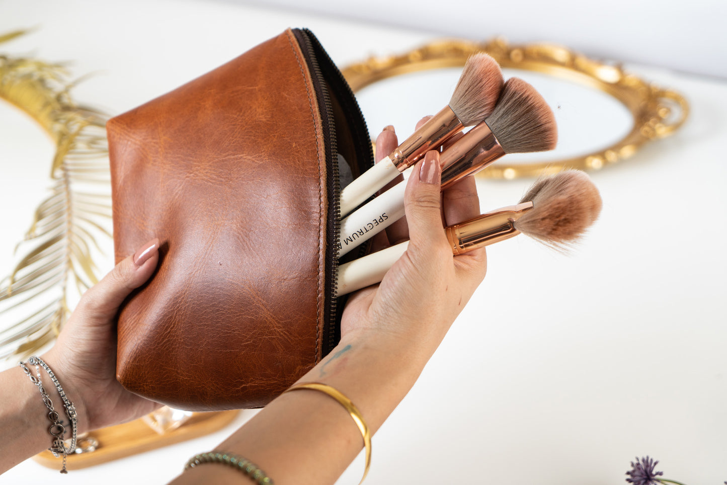 Leather Eclipse Makeup Bag | DB