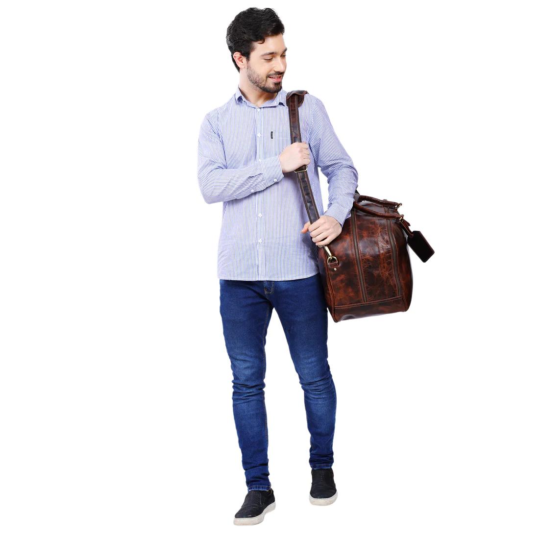 Leather Square Duffle Bag | DB