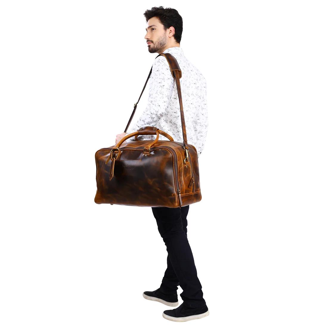 Leather Square Duffle Bag | DB