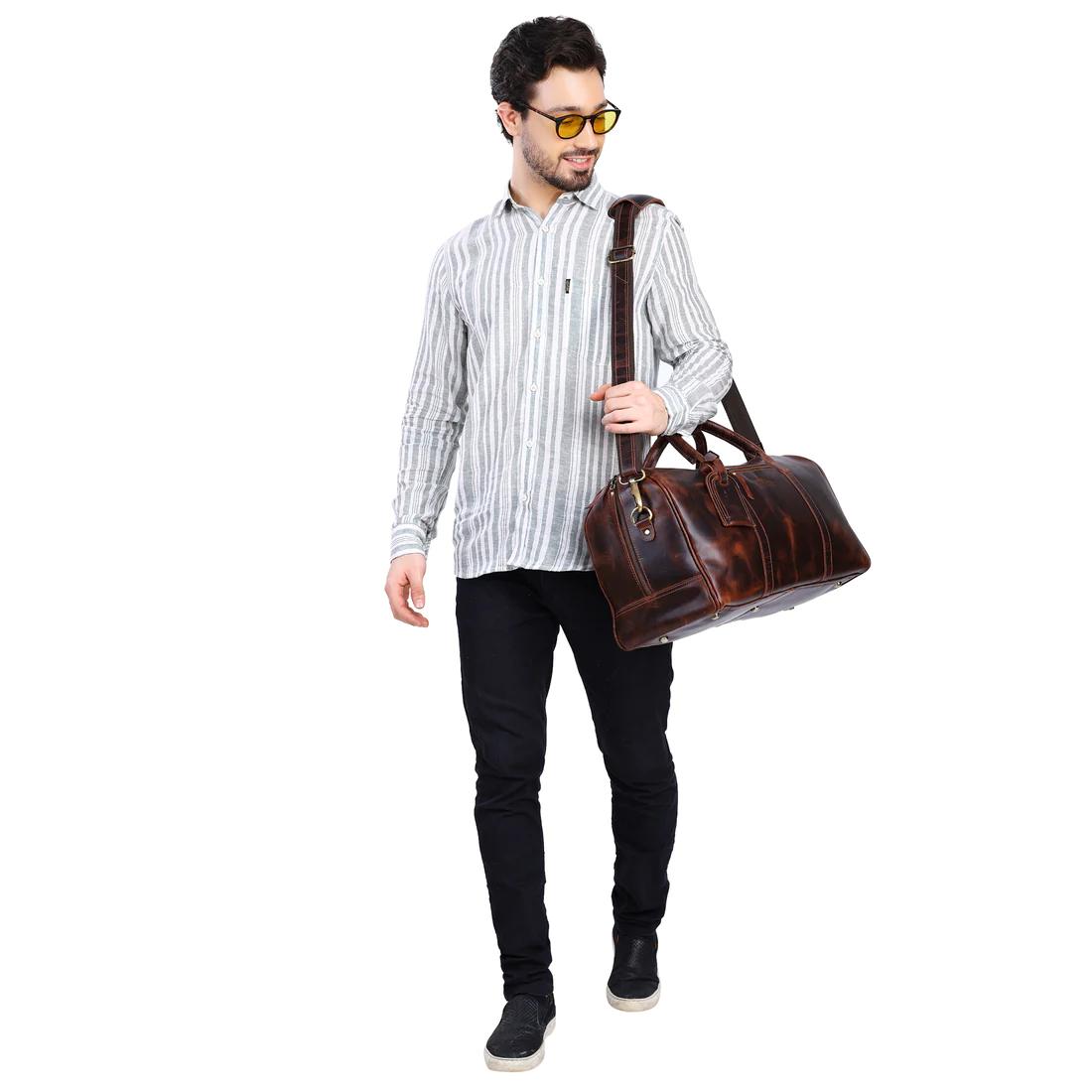Leather Weekender Duffle Bag | DB