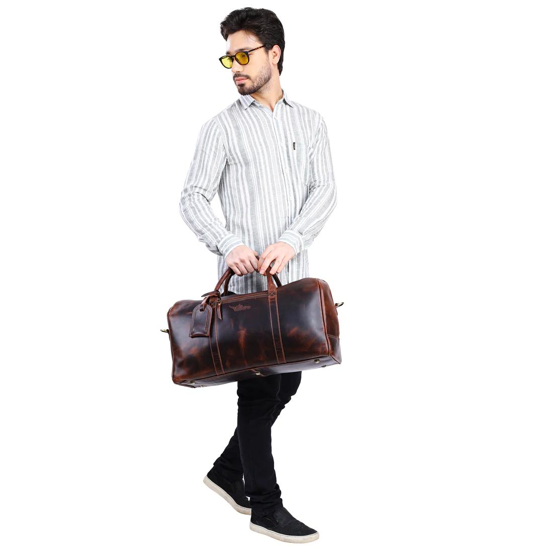 Leather Weekender Duffle Bag | B