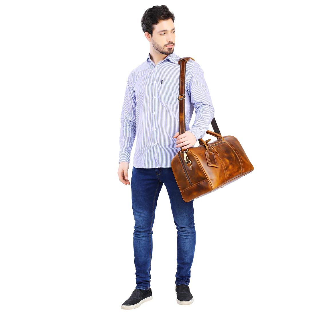 Leather Weekender Duffle Bag | B