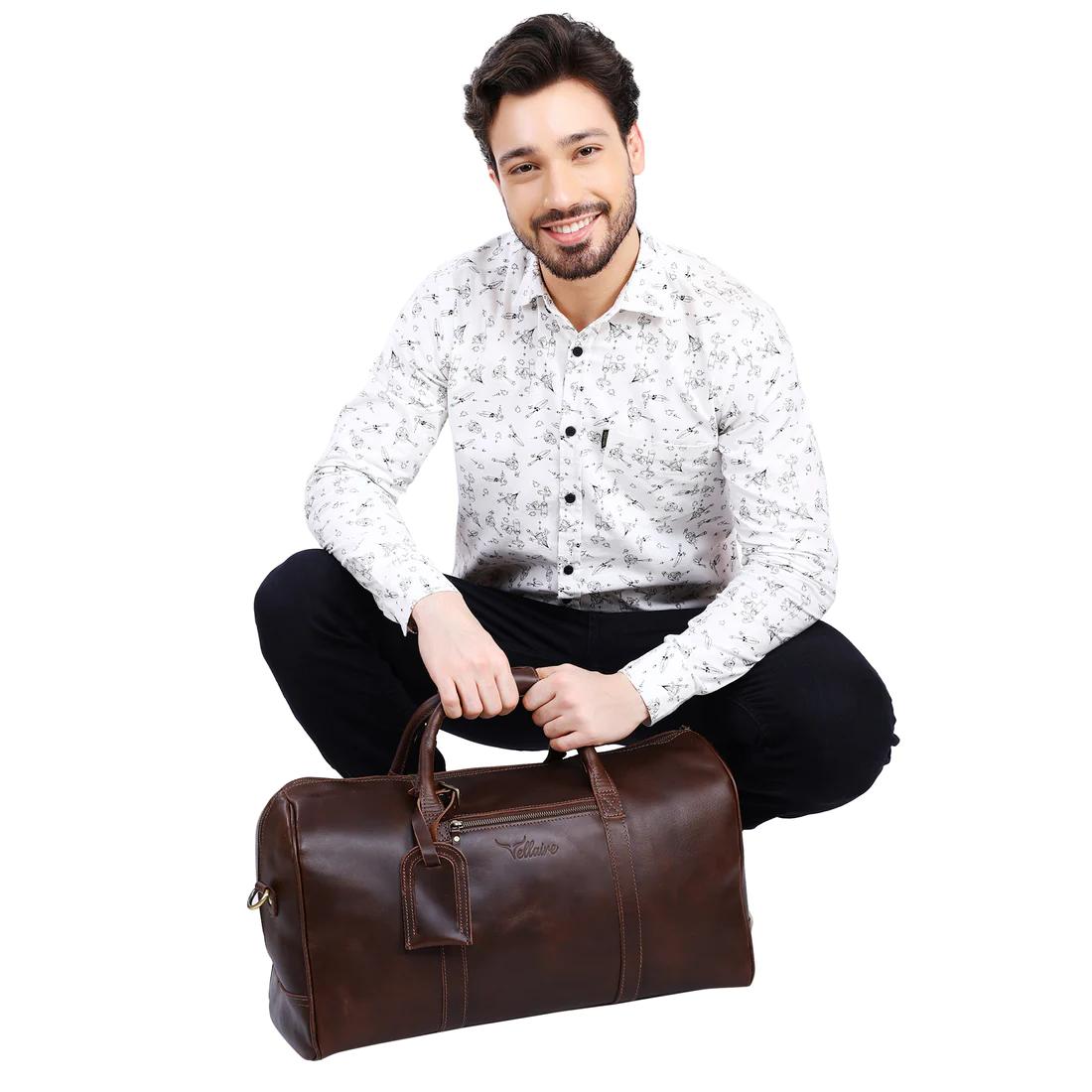 Leather Weekender Duffle Bag | B