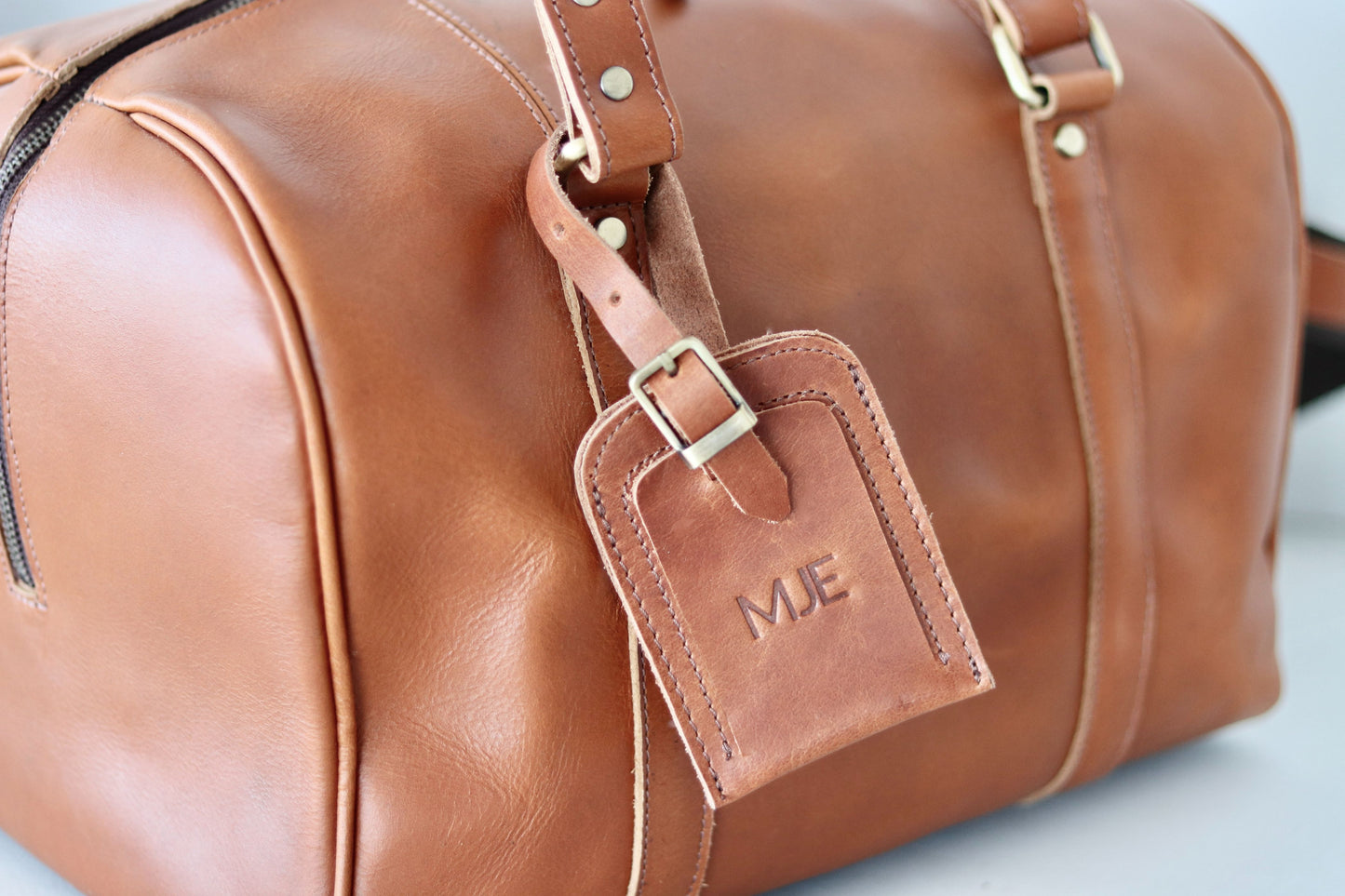 Leather Luggage Tag - Light Brown