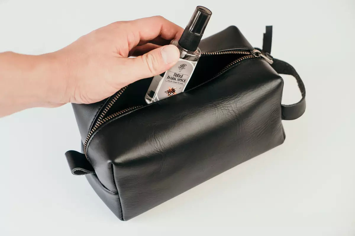 Mens Leather Toiletry Bag