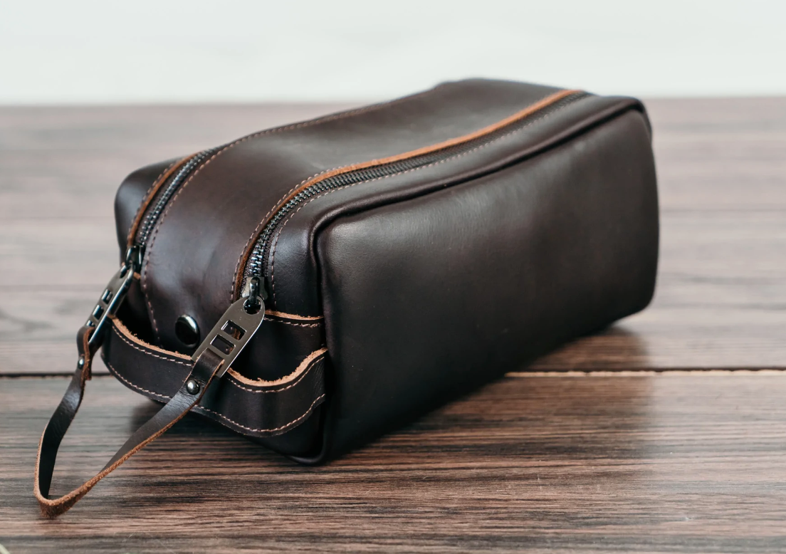 Personalized Leather Groomsmen Toiletry Bag