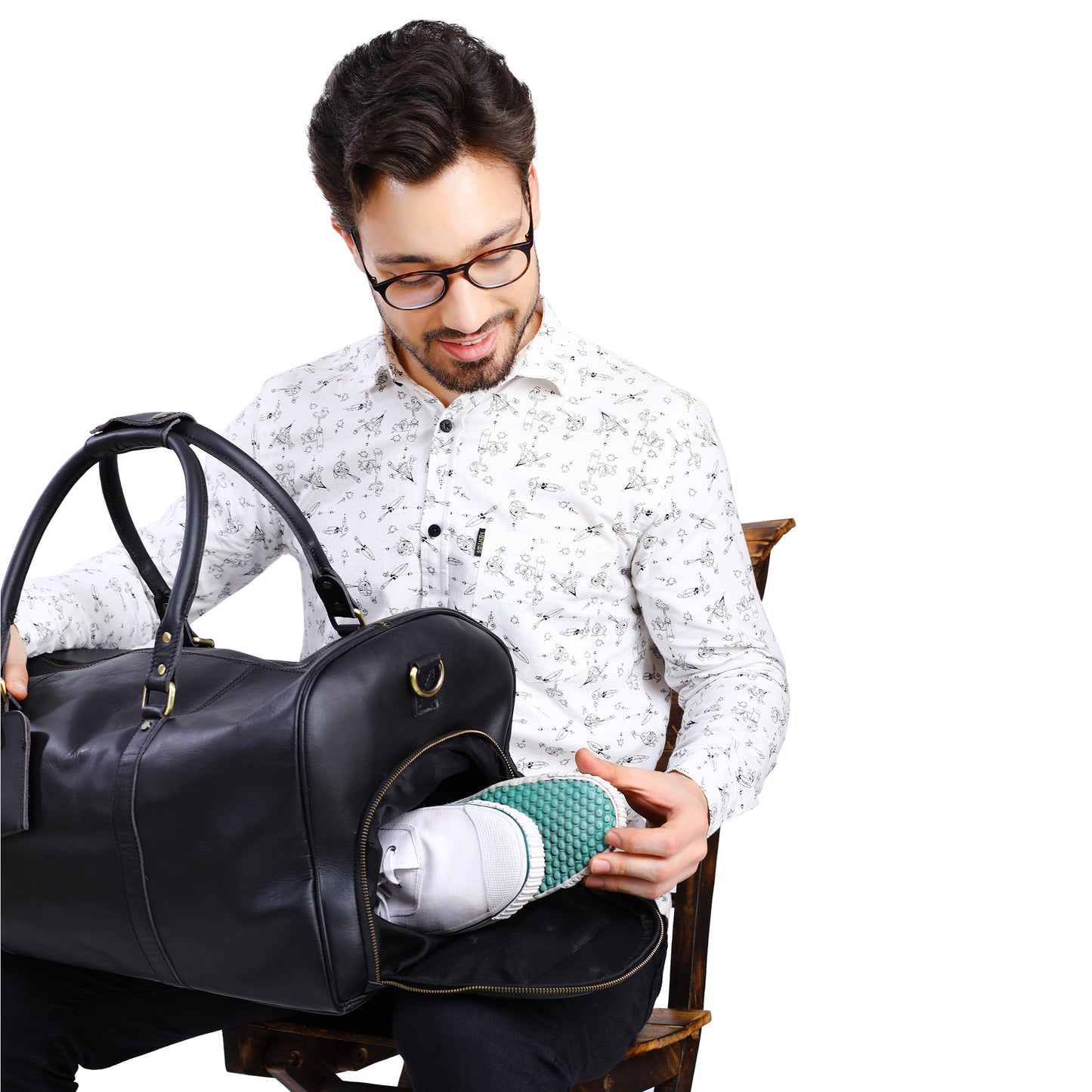 Personalized Leather Duffle Bag - XLarge