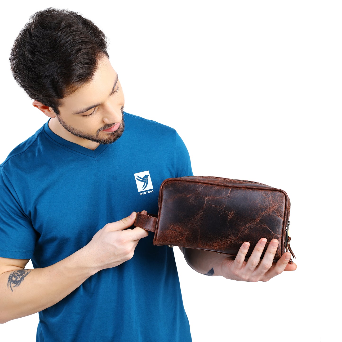 Personalized Leather Double Section DOPP Bag