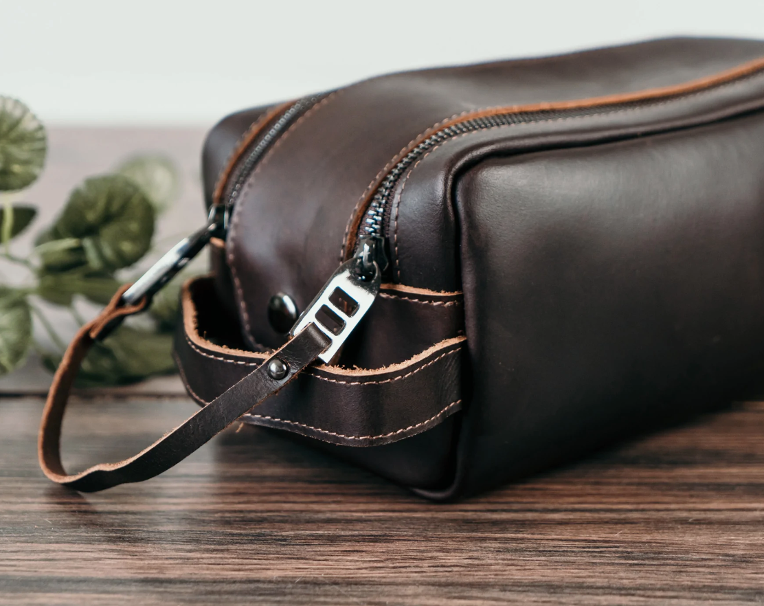 Personalized Leather Groomsmen Toiletry Bag