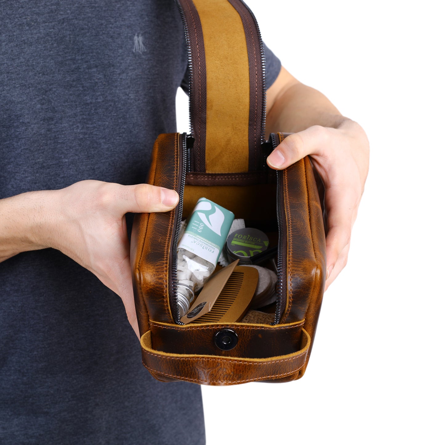 Personalized Leather Groomsmen Toiletry Bag
