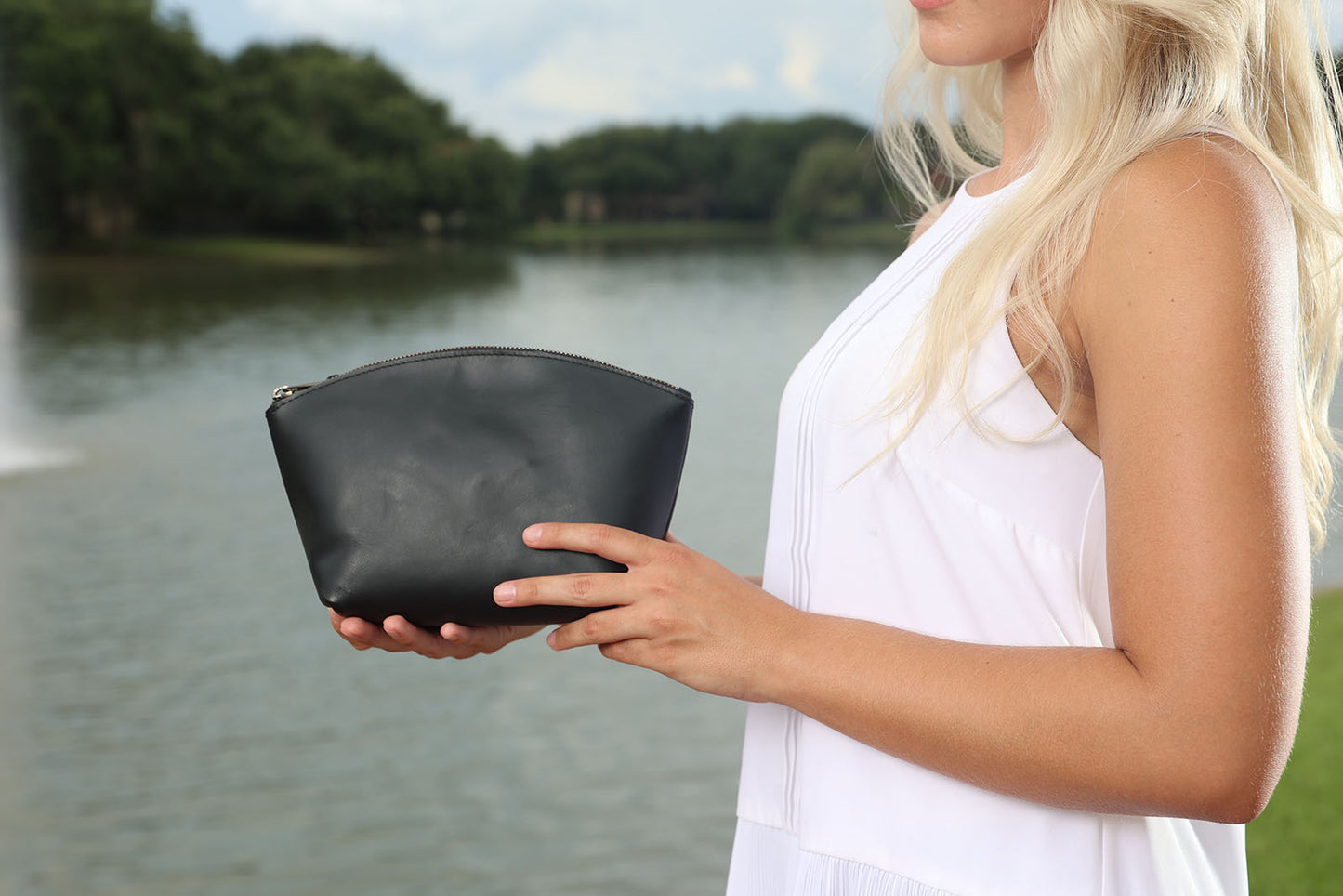 Leather Eclipse Makeup Bag | B