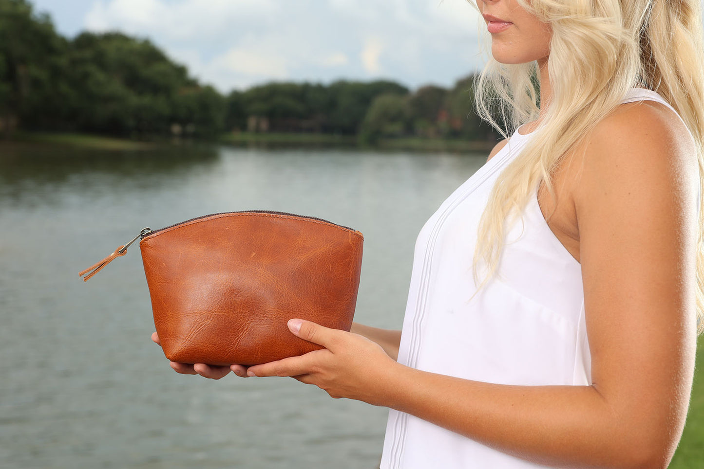 Leather Eclipse Makeup Bag | LB
