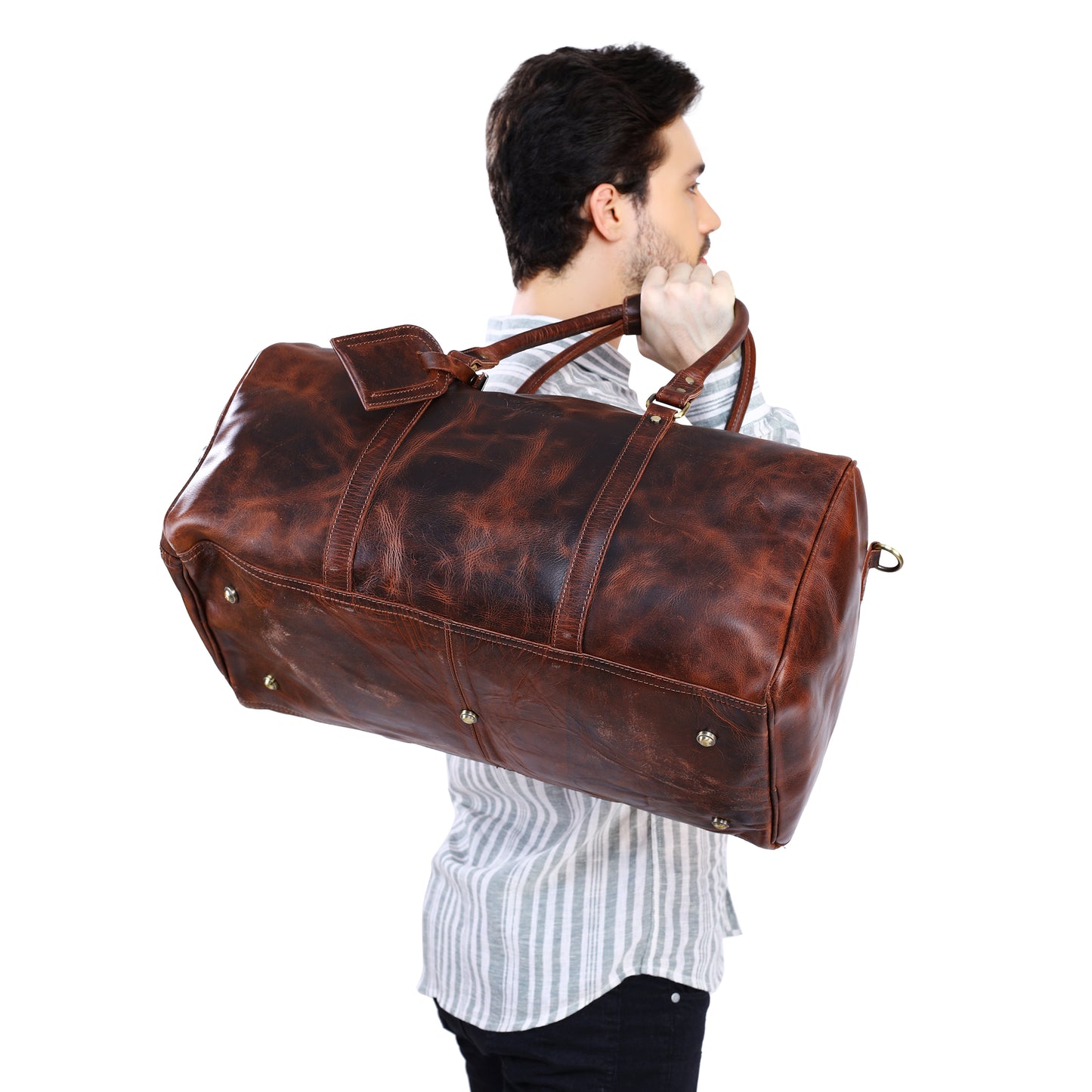 Personalized Leather Duffle Bag - XLarge