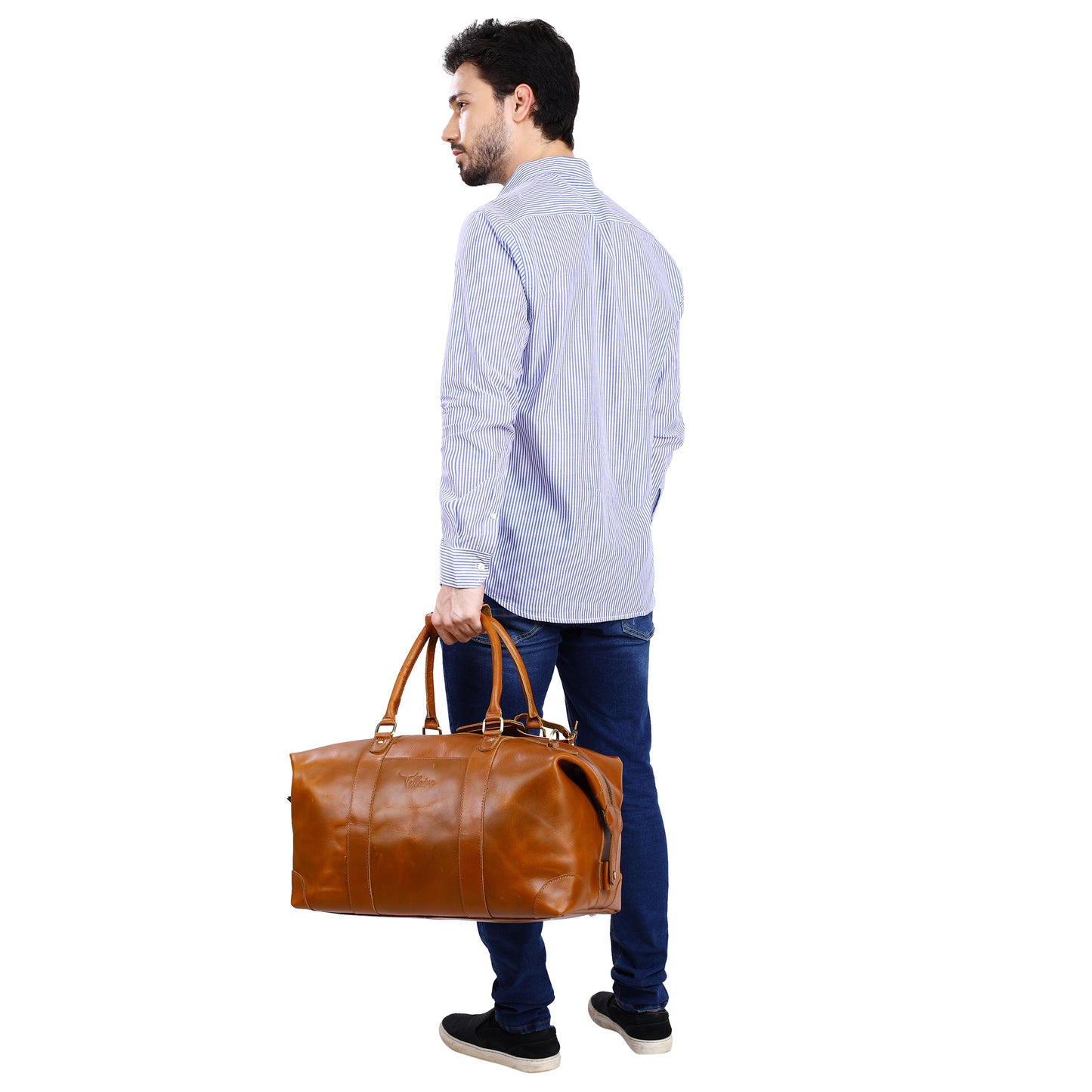 Leather Side Punch Duffle Bag | LB