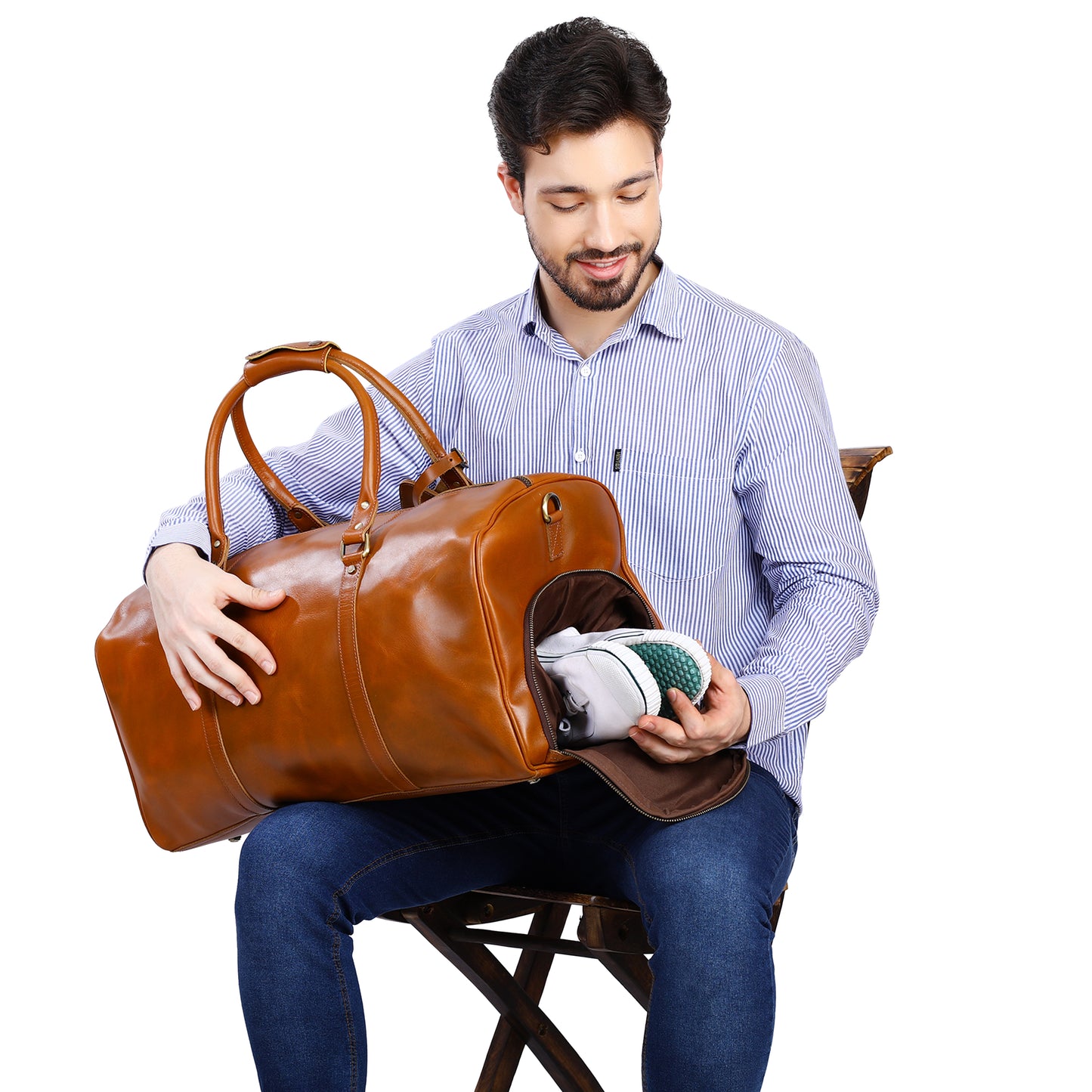 Personalized Leather Duffle Bag - XLarge