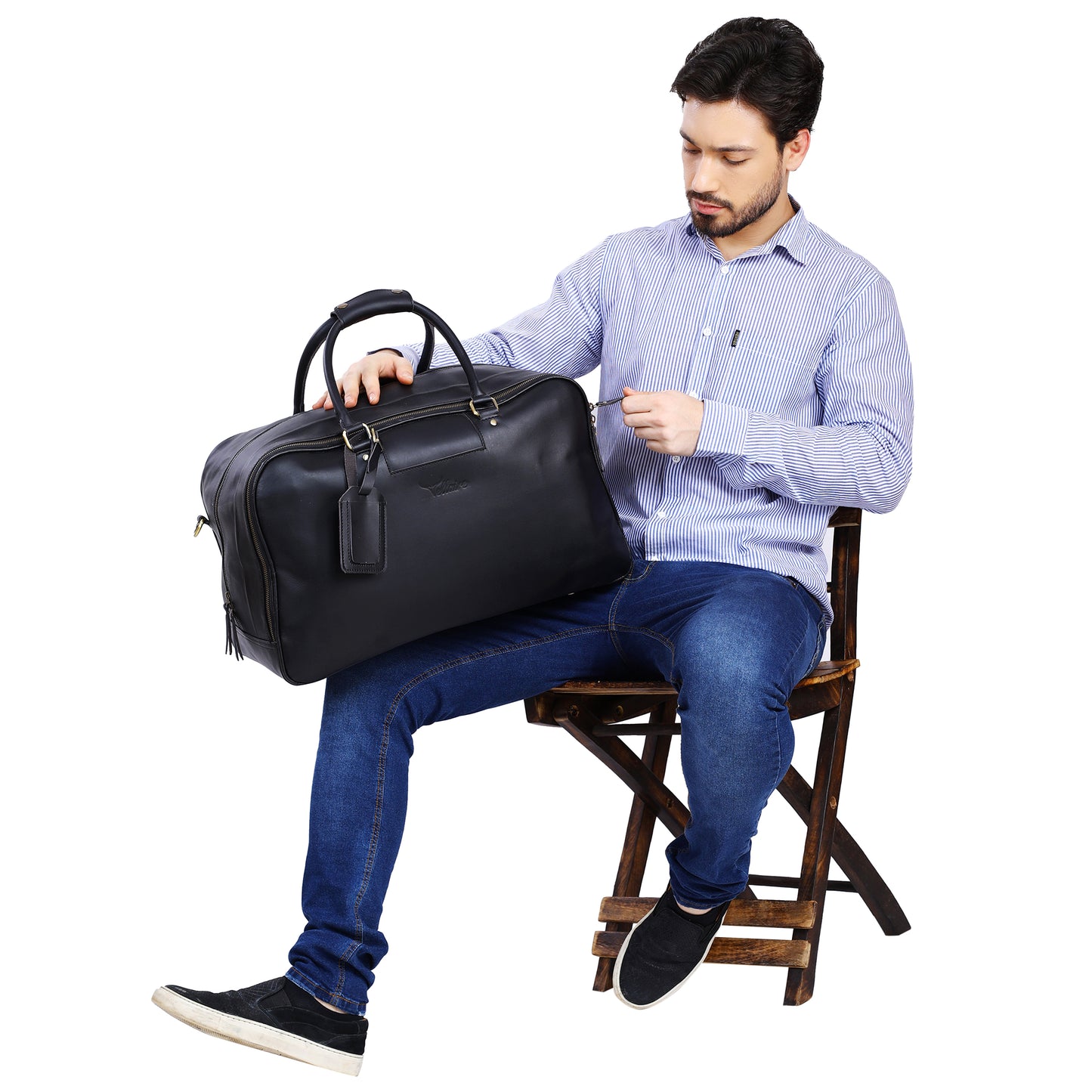 Leather Square Duffle Bag | B