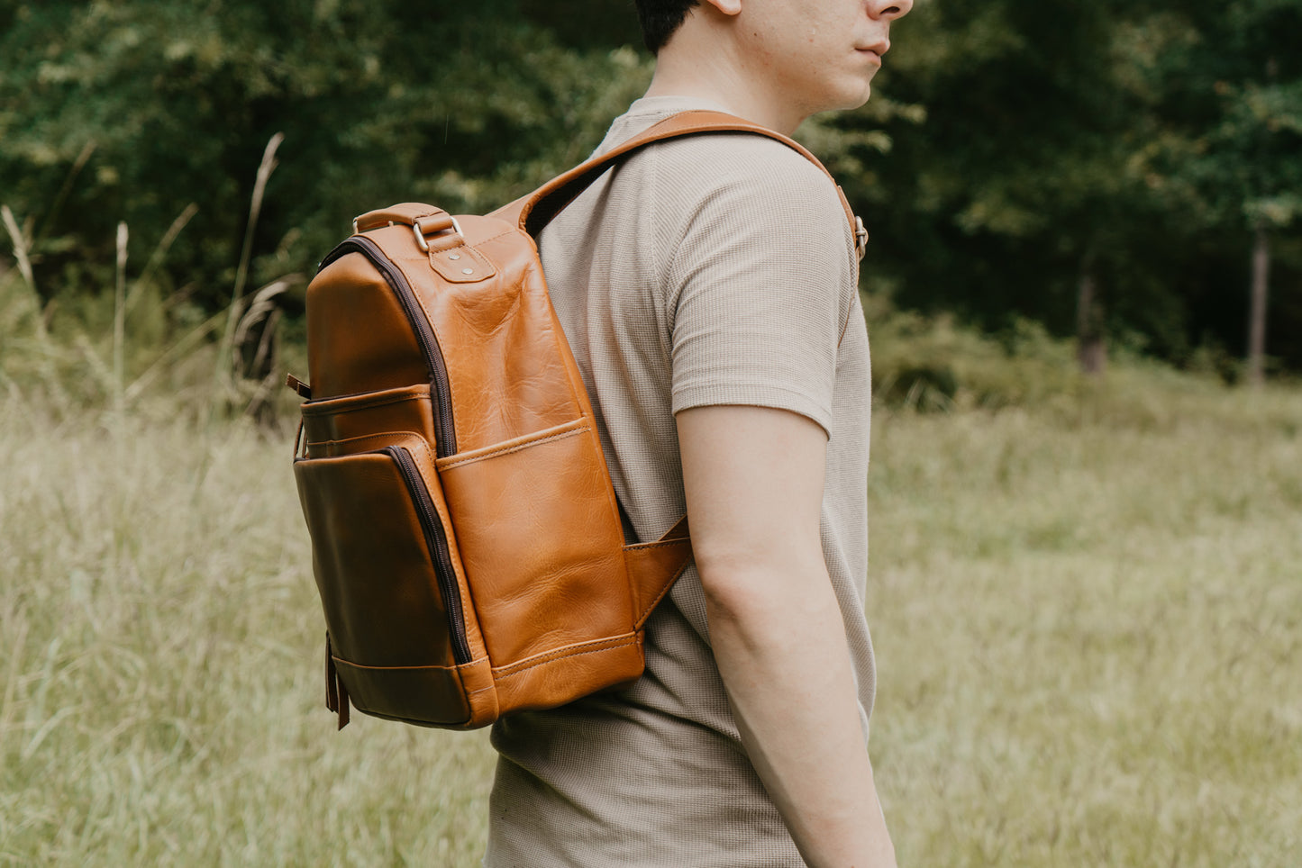 Leather Backpack w/ Laptop Compartment | LB