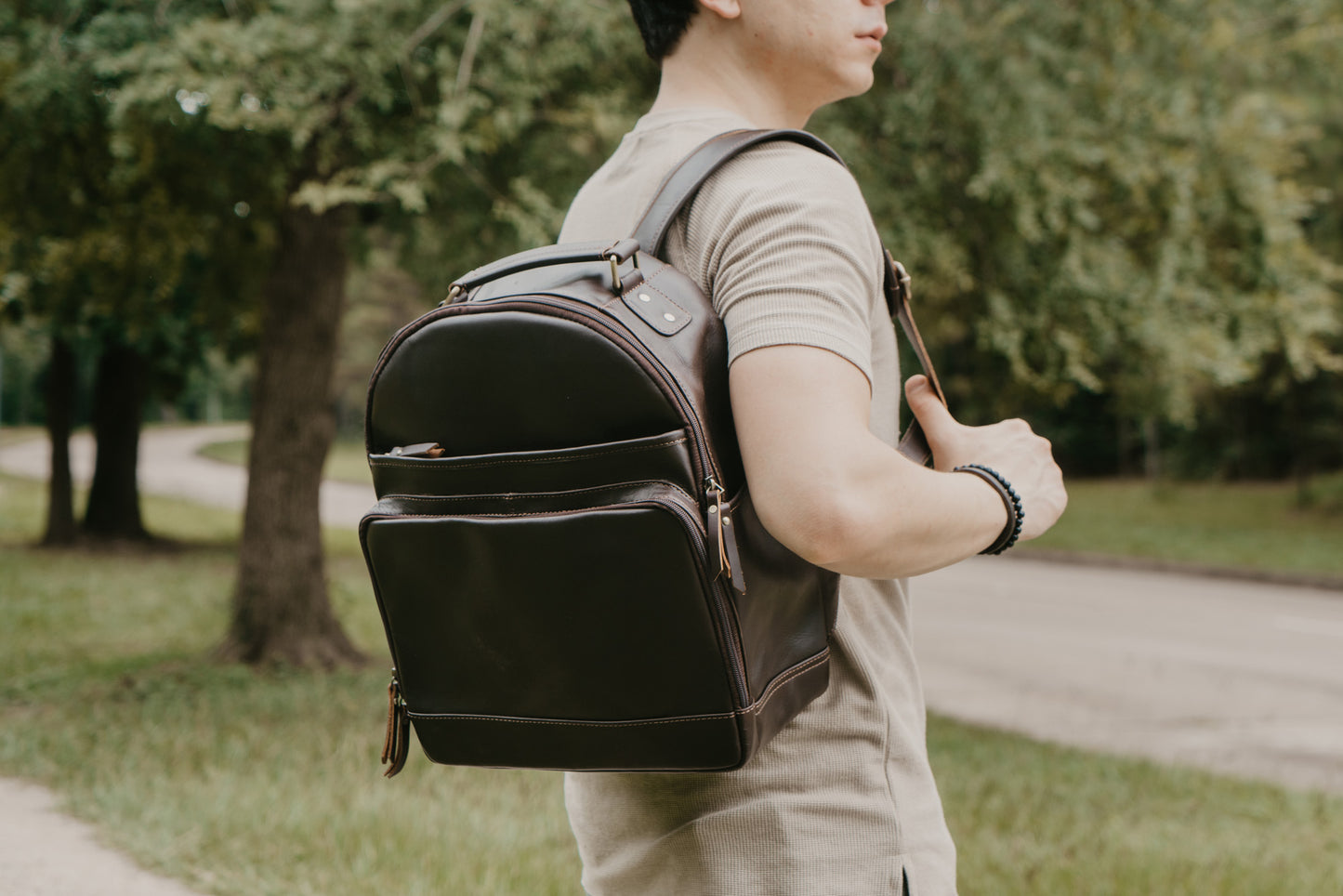 Leather Backpack w/ Laptop Compartment | DB
