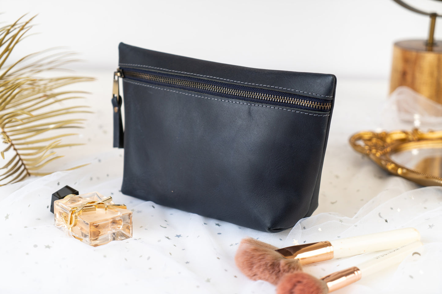 Leather Square Makeup Bag | DB