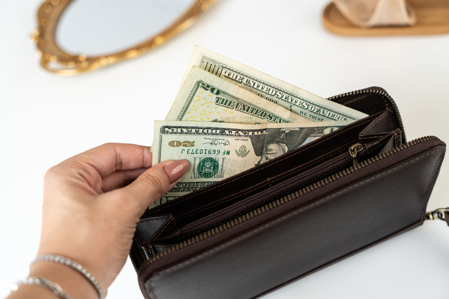 Leather Women Zipper Wallet | DB