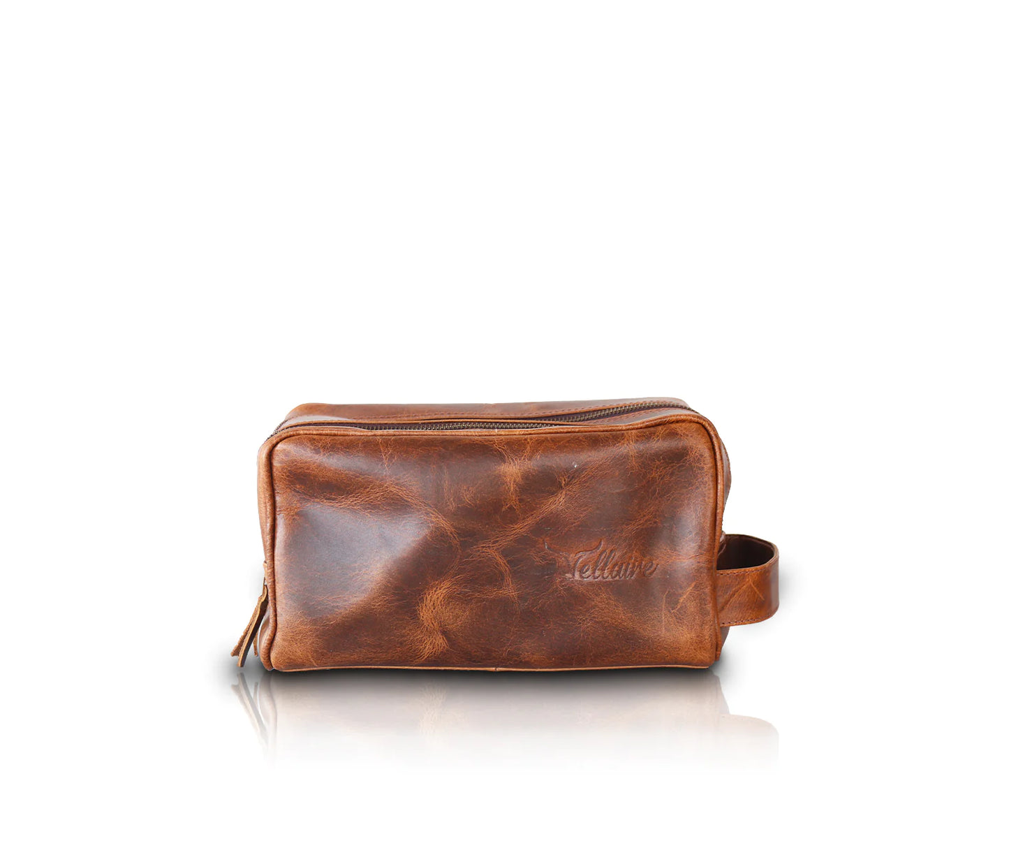 Mens Double Section Leather Toiletry Bag