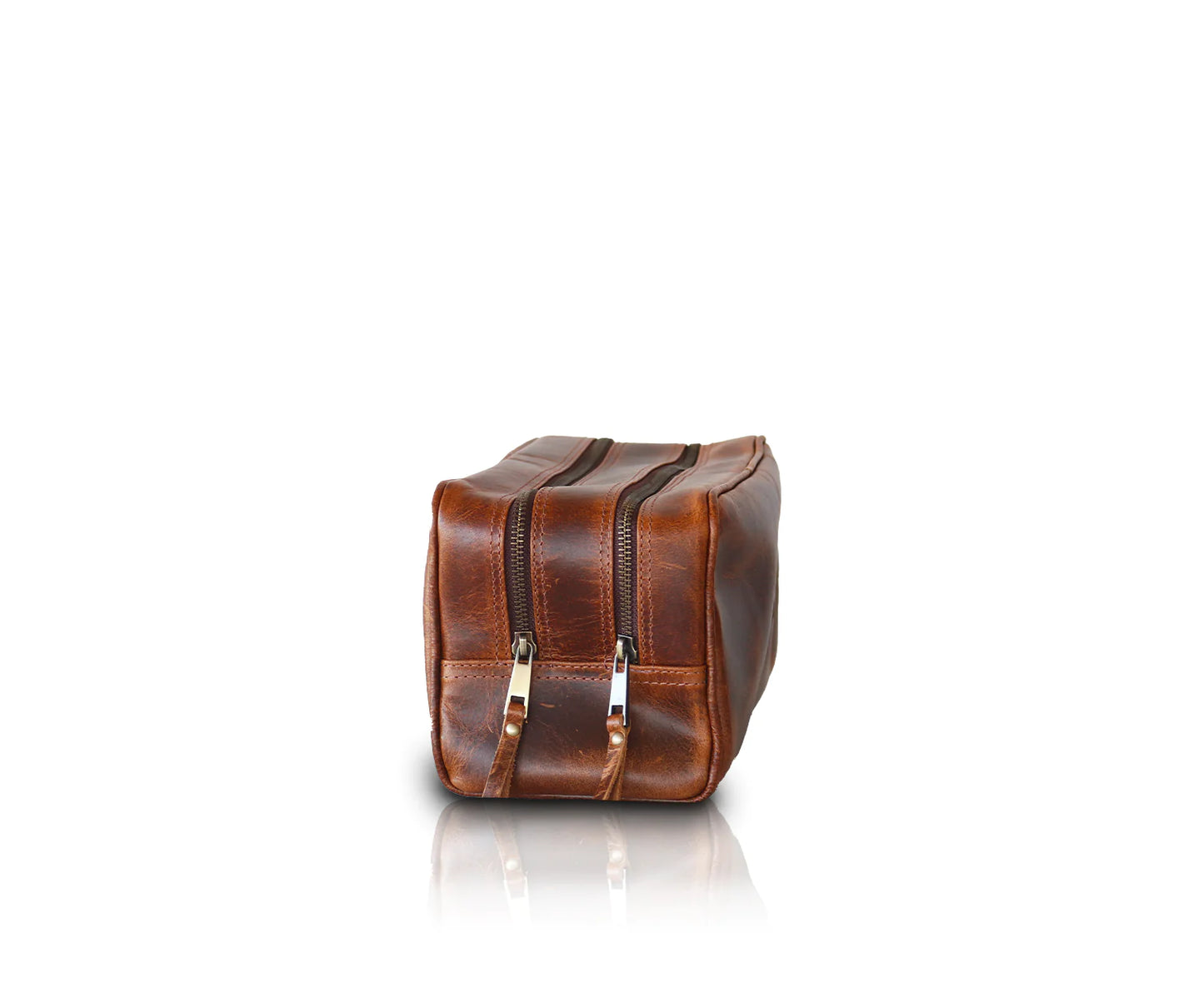 Mens Double Section Leather Toiletry Bag