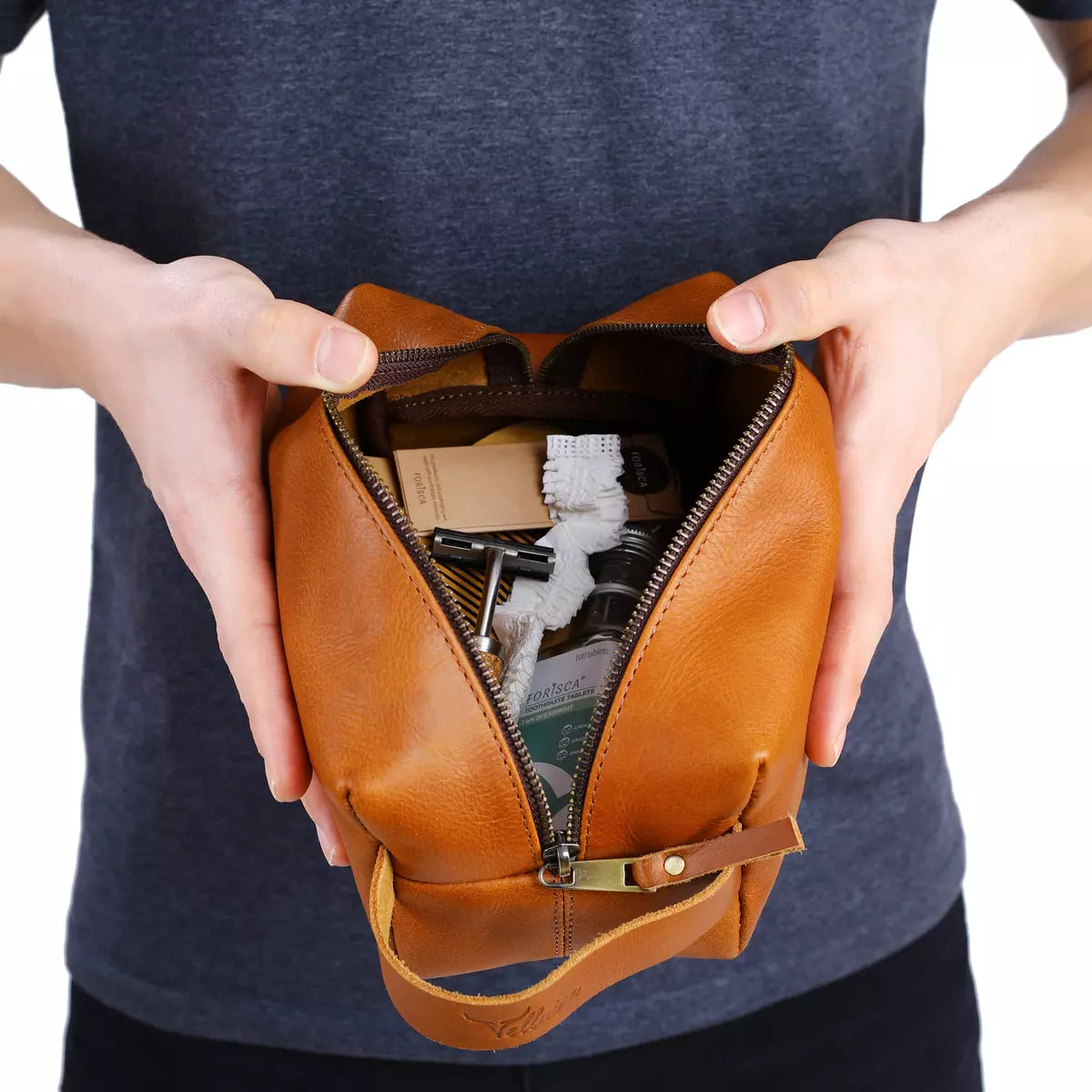 Mens Leather Toiletry Bag